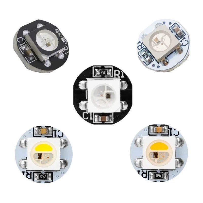 20pcs 5V WS2812B ชิป LED สีดําสีขาว PCB บอร์ด DC5V WS2812 สมาร์ท IC 5050 SMD RGB LED SK6812 RGBW RGB