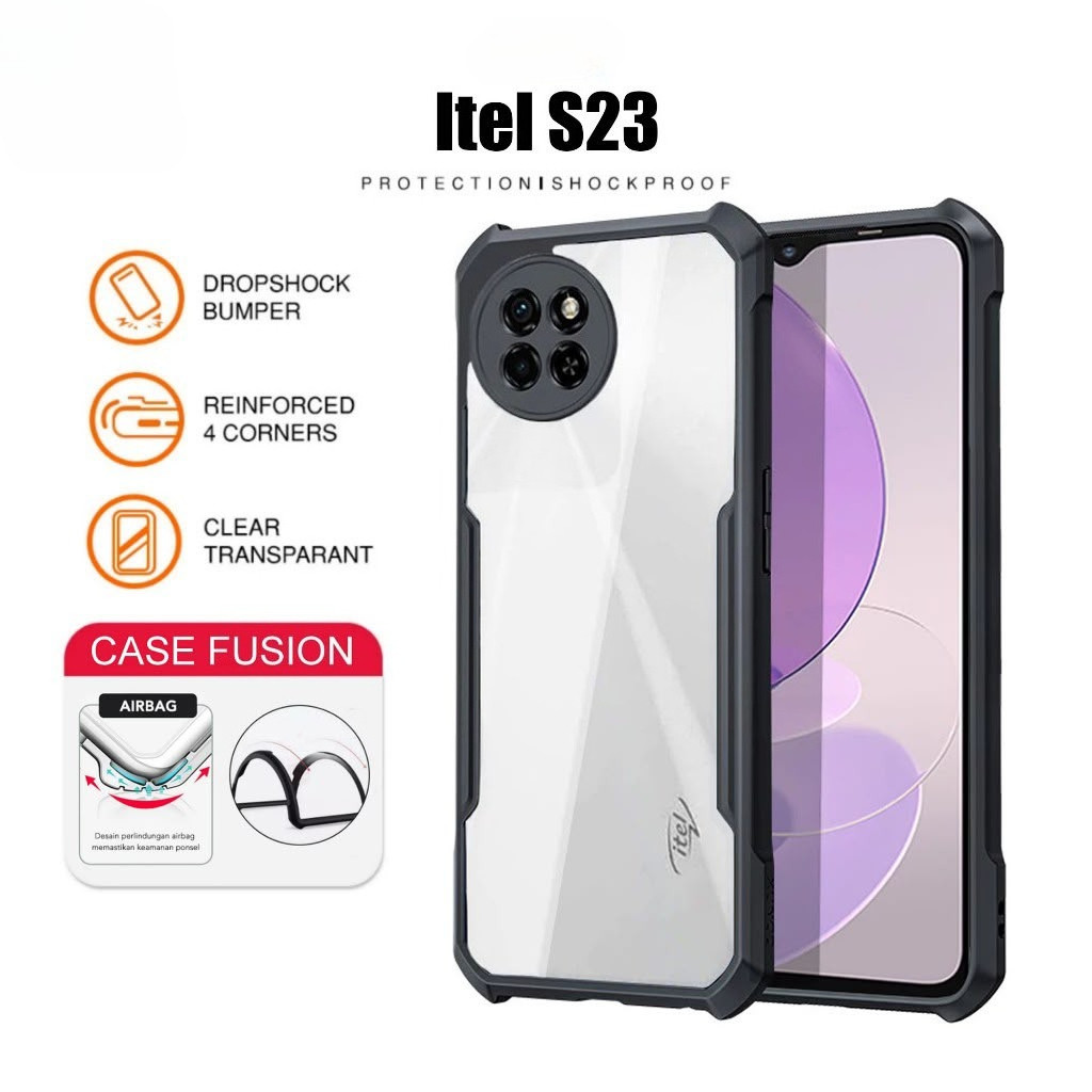 CASE FUSION ITEL S23 / S23 PLUS CASE TRANSPARENT CLEAR ANTI SHOCKPROOF BLACK