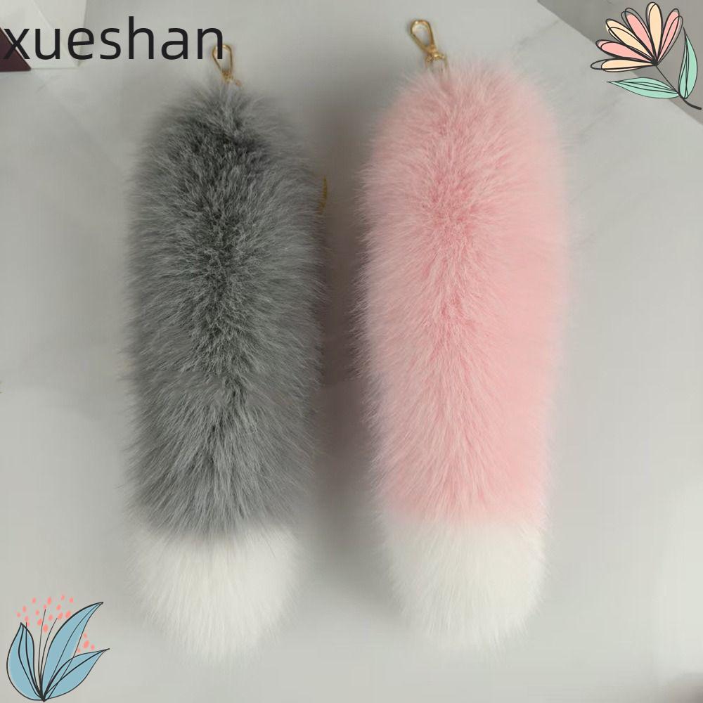 XUESHAN Therian Tail Bag Charms,หนาFaux Fur Tailพวงกุญแจ,แฟชั่นขนาดใหญ่Fluffy Soft Plush Furจี้