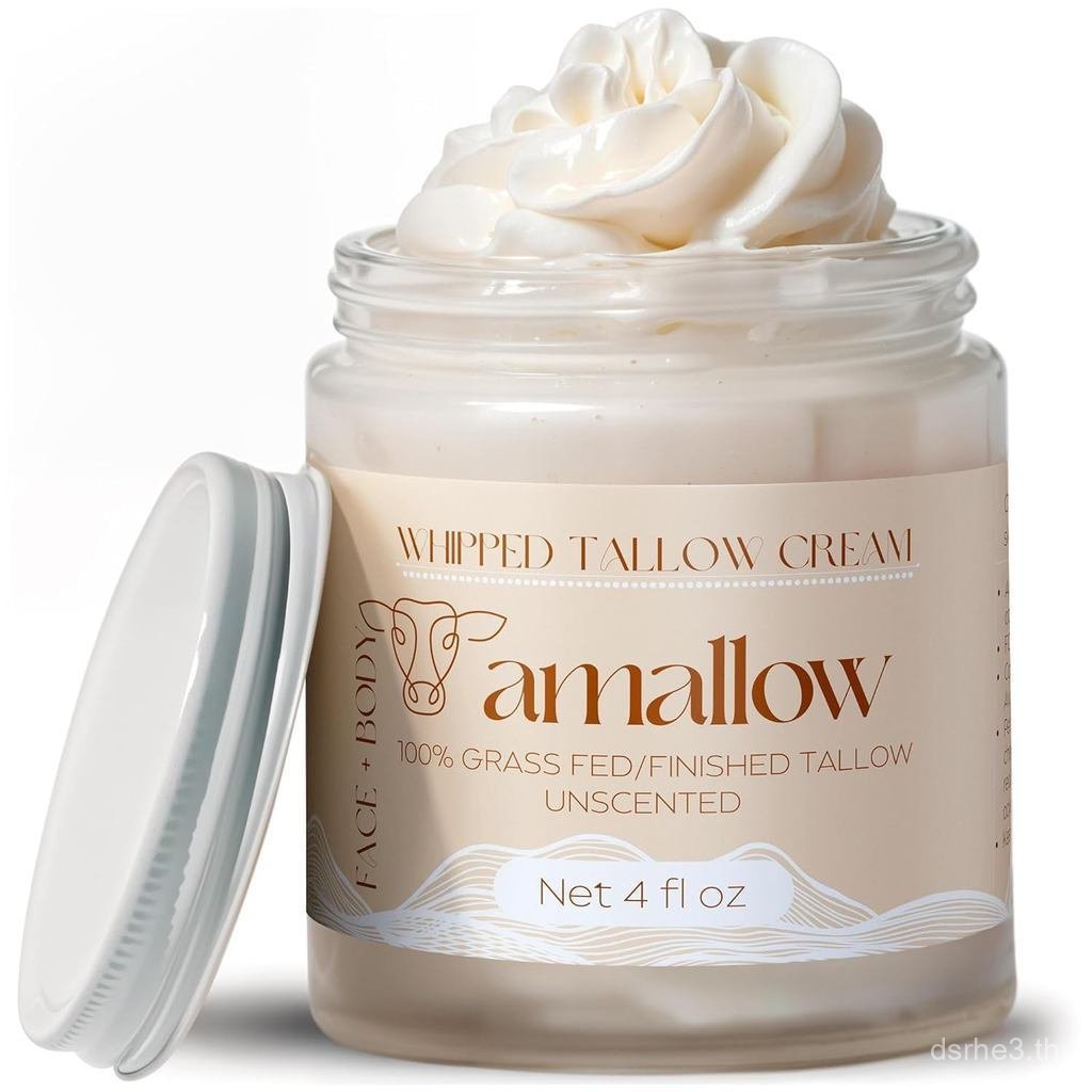 Amallow100%GrassFedBeefTallowforCare-Face+Body-WhippedMoisturizerforSensitive-Lotion,4FL.oz.(Unscent