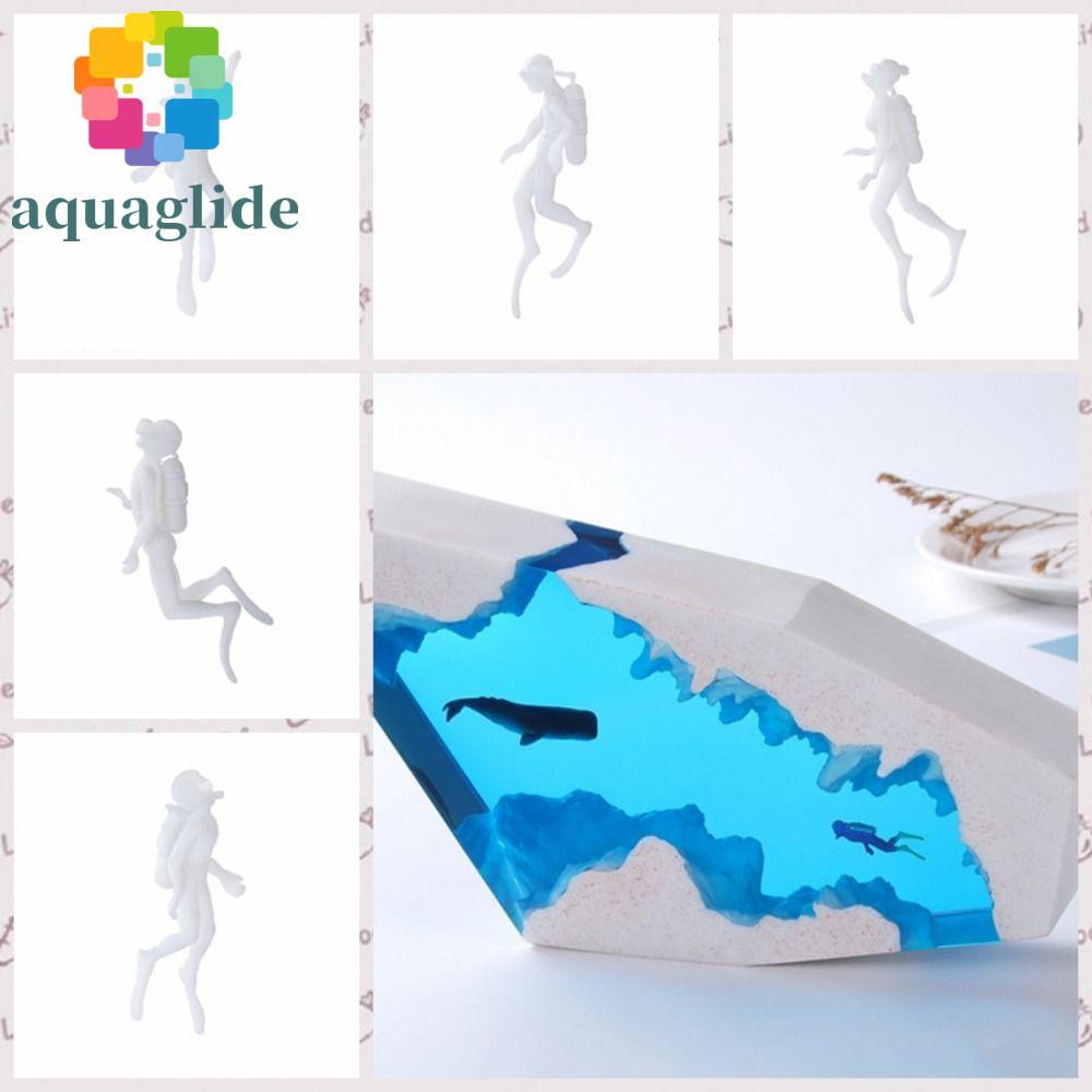 AQUAGLIDE Diver ตัวเลขการกระทํา,ตกแต่ง Unpainted Micro Landscape Diver รุ่น, Diver Filled สีขาว 3D พ