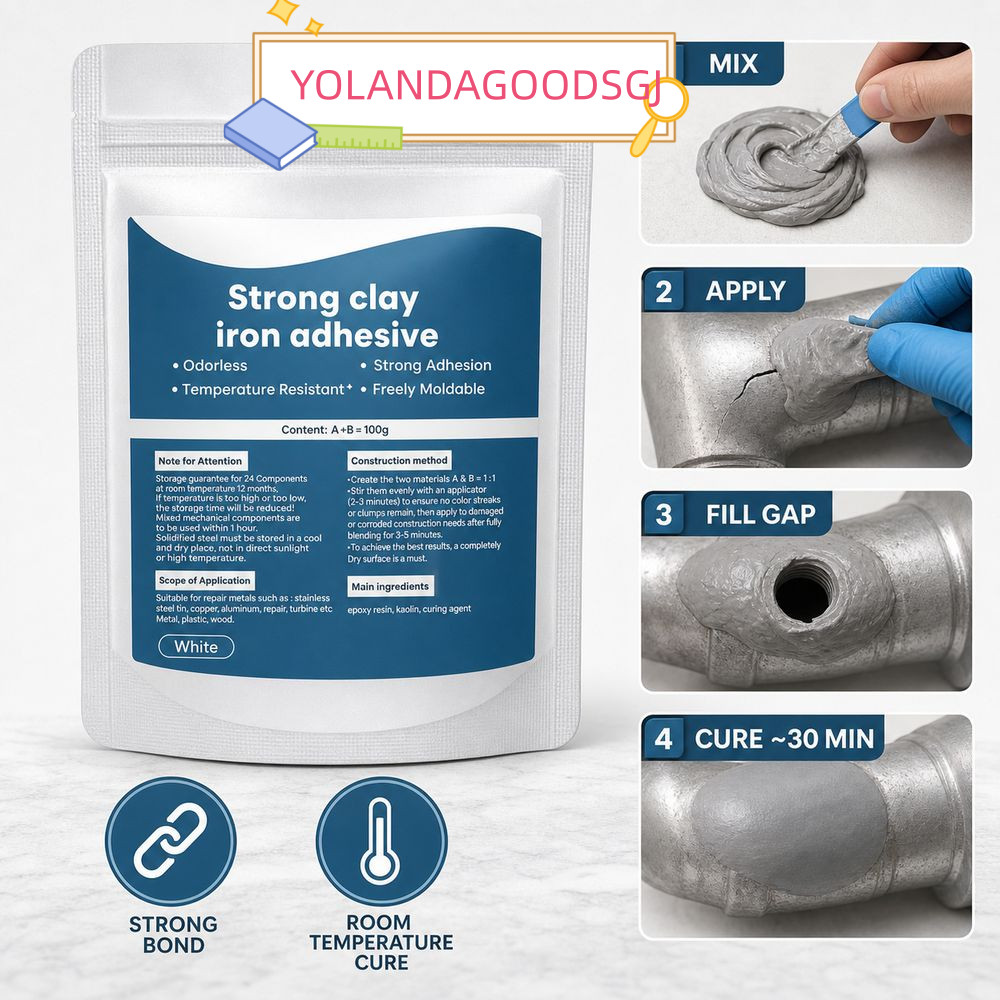 YOLANDAGOODSGJ Iron Repair Putty, Strong Bond Hole บรรจุโลหะซ่อม Putty, AB Repair Putty สีขาวเหล็กหล
