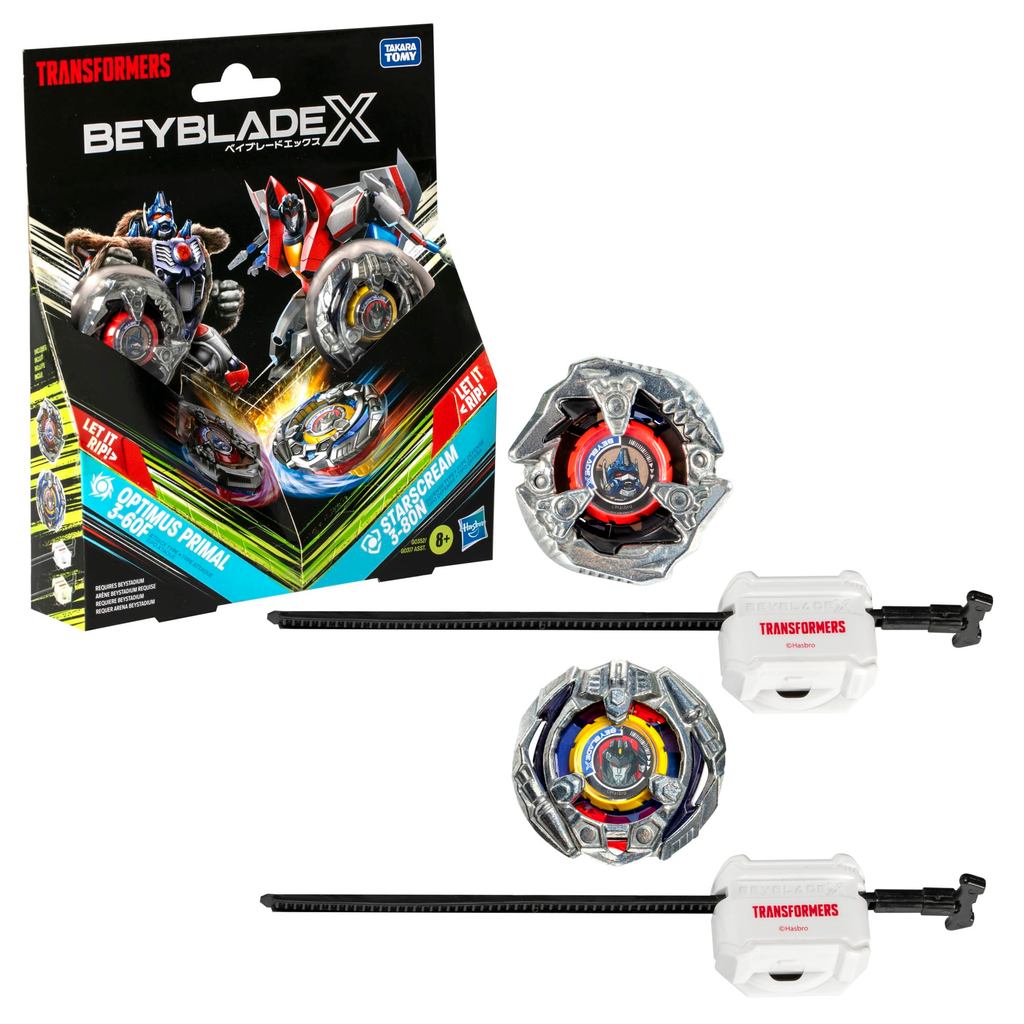 Beyblade X Transformers Collaboration Battle Top Set with Launchers – Optimus Prime, Megatron, Prima