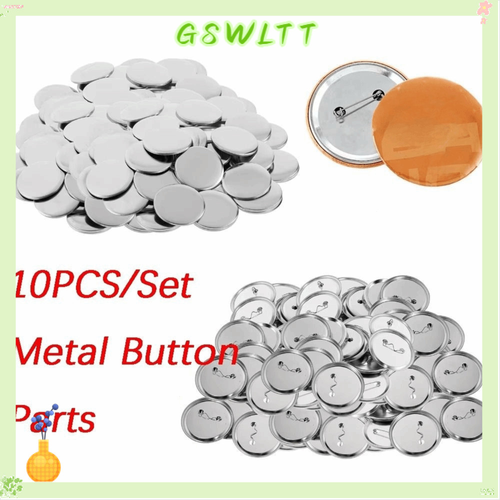 GSWLTT 10 ชิ้น Badge วัสดุ DIY, รอบโลหะมือกด Badge Maker อะไหล่, 44 มิลลิเมตร/58 มิลลิเมตร Pin Maker