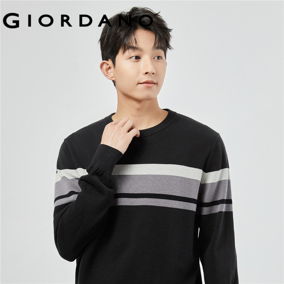GIORDANO سويتر رجالي قطن ممشط بألوان متباينة — صورة 2