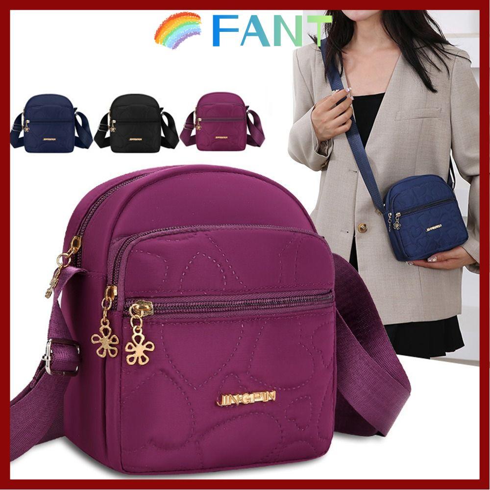 FANT Messengers Bag, Crossbody Nylon Small Square Bag, Multi-Channel Mobile Phone Bag