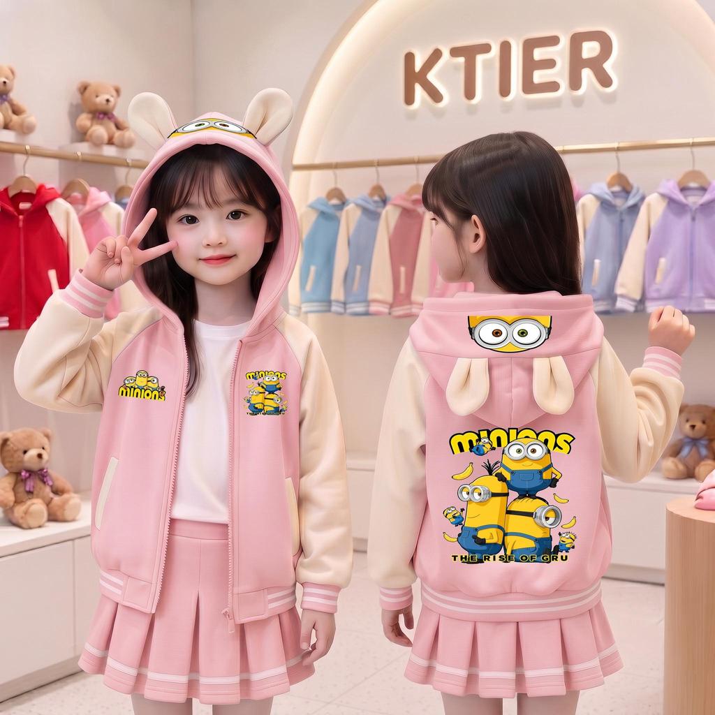 เสื้อกันหนาวเด็กมีฮู้ด ลาย สุดฮิต แบบหนา ขนมิ้น กระเป๋าหน้า ลายน่ารัก