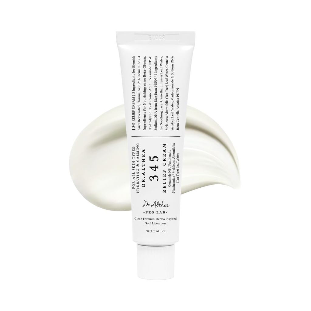 Dr.Althea 345 รีลีฟ ครีม | มอยเจอร์ไรเซอร์วีแกนเกาหลีสําหรับ ing Redness & Acne พร้อม PDRN Niacinami