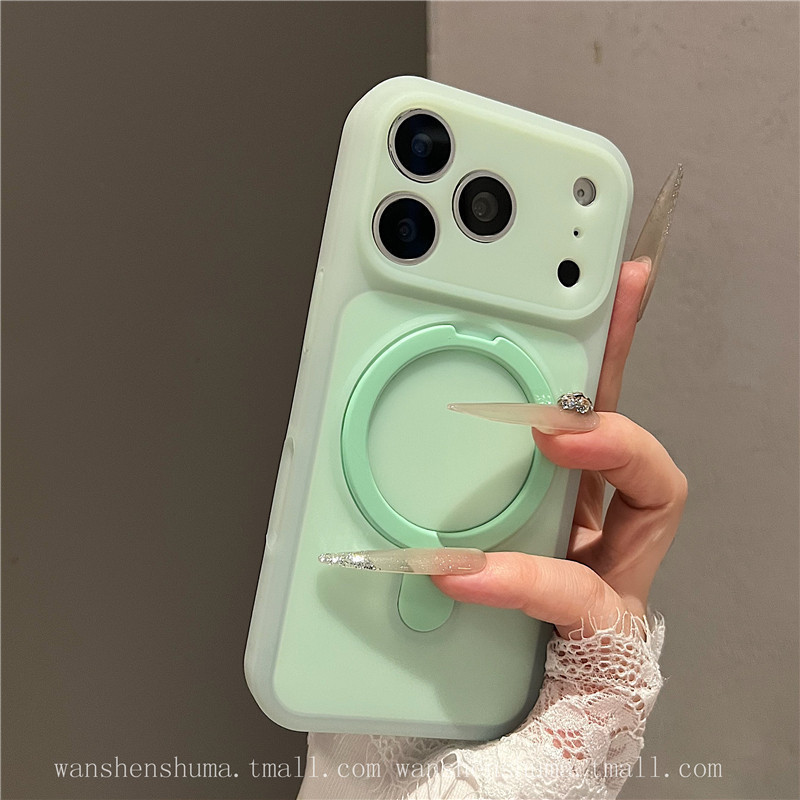 QUMI QUMI ไอศกรีมสีเขียวอ่อนวงเล็บแม่เหล็กเหมาะสําหรับ Apple 17promax เคสโทรศัพท์ iphone17pro กรณี A