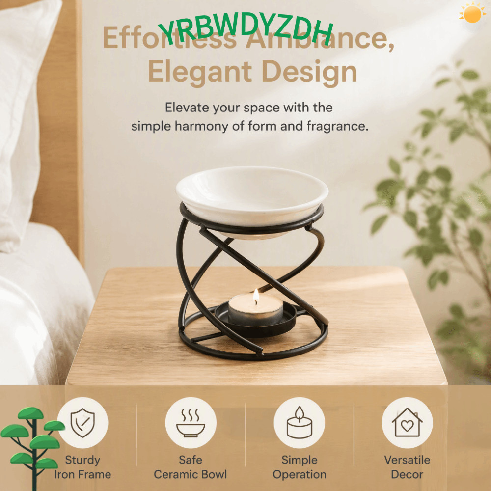 CRBWDK Wax Melt อุ่น,โลหะ 3.94x3.86in Essential Oil Burner,ตกแต่งสไตล์อุตสาหกรรมออกแบบเซรามิคชามรวม 