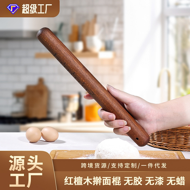 Ebony Rolling Pin ในครัวเรือนไม้ก๋วยเตี๋ยว Stick Noodle Rush Pin Rolling Pin Dumpling Skin Handy เคร