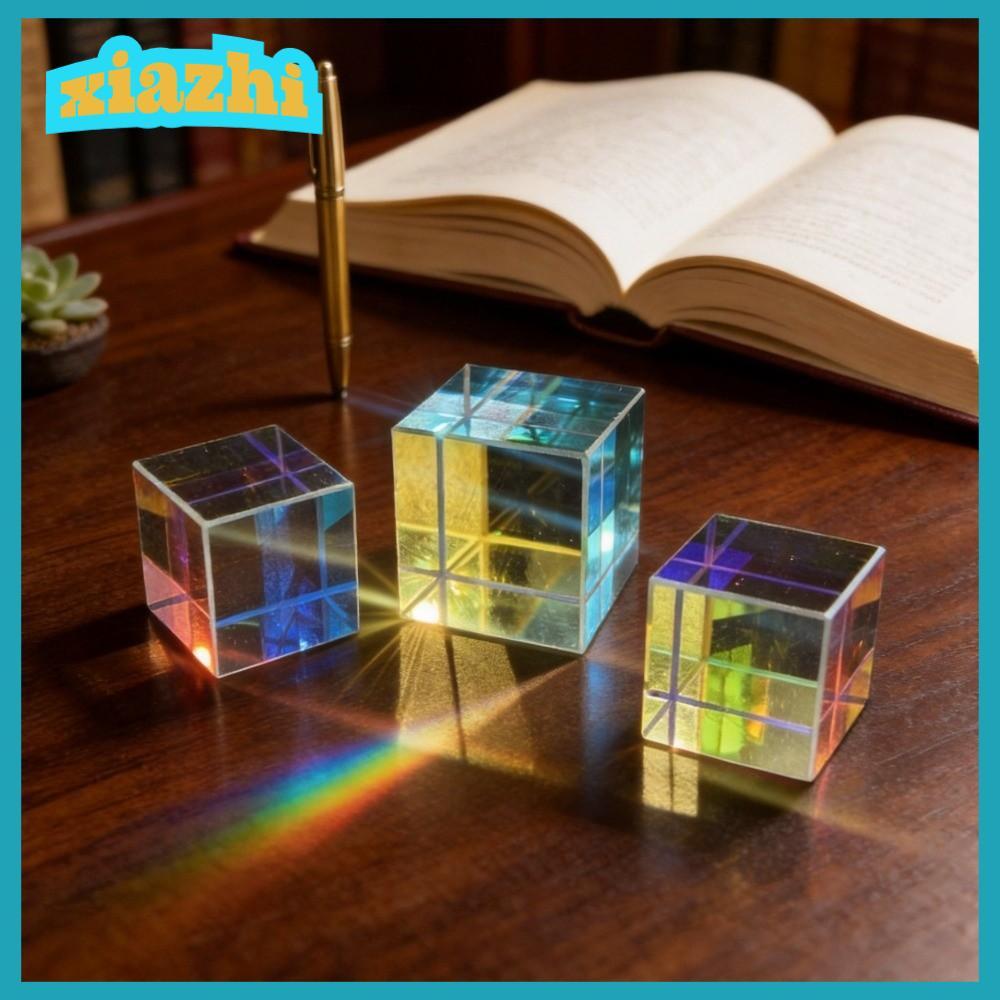 XIAZHI Magic Prism Cube, 15/20 มม.สี Cube Prism, Creative Beam Splitting Stained Glass ฟิสิกส์ของเล่