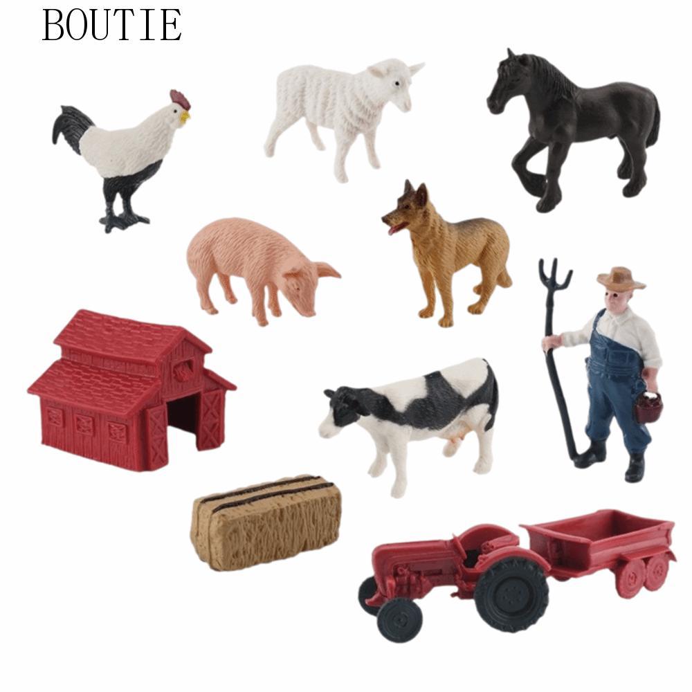 BOUTIE Farm House ของเล่น, Chicks Cow Farm ตุ๊กตาสัตว์, Miniature Mini Duck Hen Farm ตุ๊กตาโมเดลครอบ