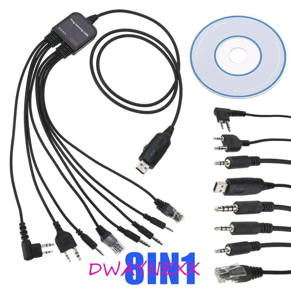 DWAYNEXX 8 in 1 สายการเขียนโปรแกรม USB, ABS พร้อม CD 8 in 1 สายเชื่อมต่อเครื่องส่งรับวิทยุ, USB K-ty