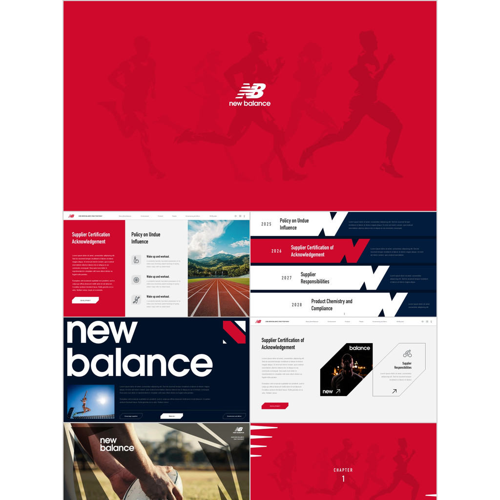 New Balance New Balance PPT Template 100 หน้ารองเท้าผ้าใบยี่ห้อการวิเคราะห์ Market Research