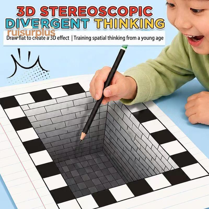 [Rui-t] 3D Magic Stereoscopic Drawing Toy Creative Fun Handmade Craft 1/4 ชิ้นสําหรับเด็กอนุบาลปฏิสั