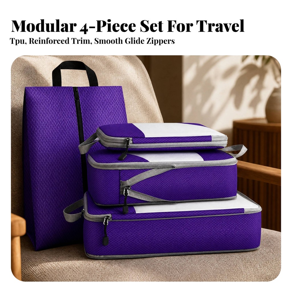 3 ชิ้น Travel Organizer Compressable Travel Packing Organizer พร้อมกระเป๋ารองเท้า Compression Packin