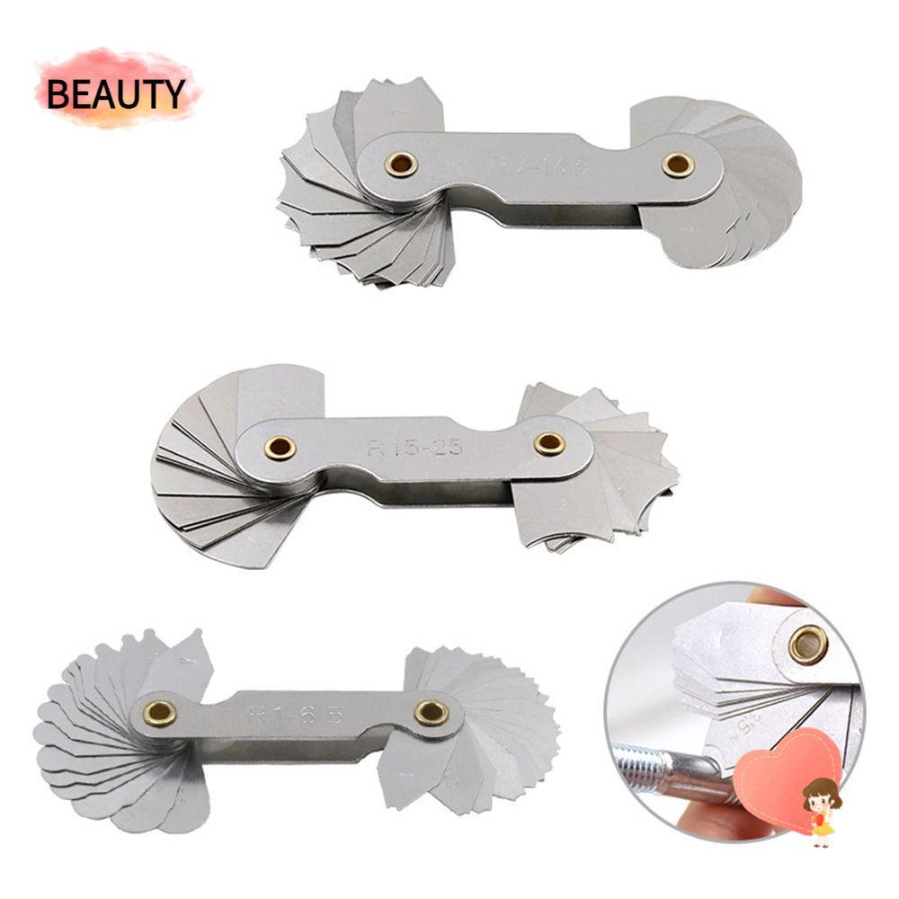 BEAUTY 16 ชิ้น/เซ็ต Radius Gauge Radius Fillet Gauge สแตนเลส Arc เครื่องมือวัดตัวอย่าง R Gauge