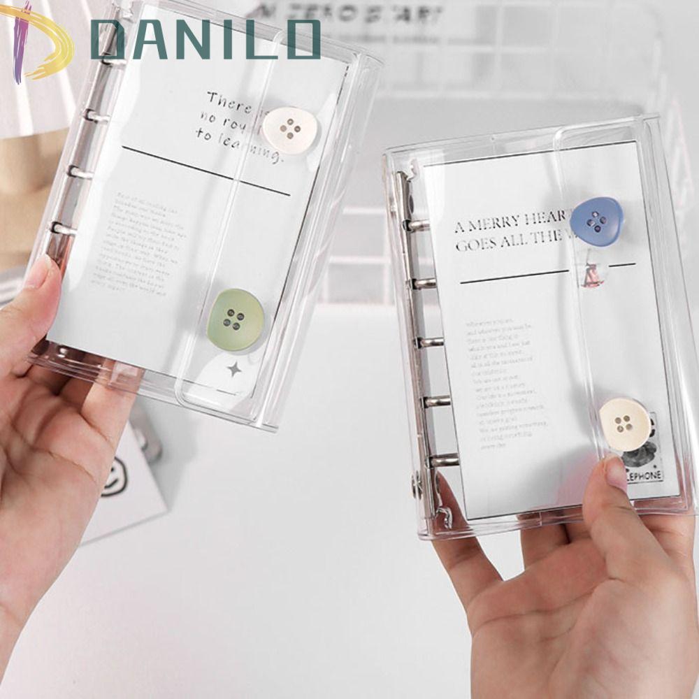 DANILLO M5 Binder, double-buckle 5 หลุมโน้ตบุ๊ค,แฟชั่น PVC โปร่งใสหลายสี Mini Binder ของขวัญ