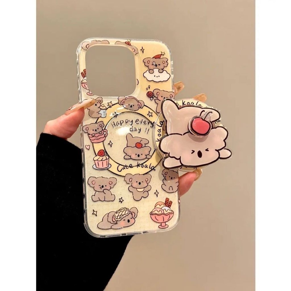 เค้กขนม Koala เหมาะสําหรับ Samsung s26ultra เคสโทรศัพท์ s25 + s24fe แม่เหล็กดูด s22 + s21 + น่ารักสน