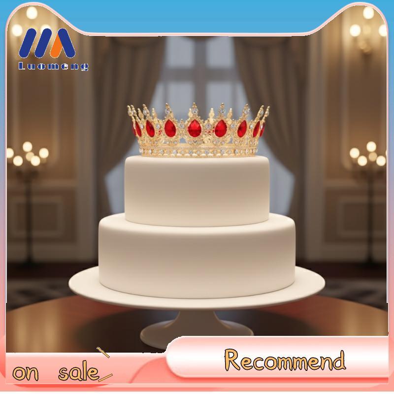 Luo-Meng Crown Tiara เค้ก Topper คริสตัลเพิร์ล Luxury Cupcake Topper สําหรับปาร์ตี้เด็กสาวเจ้าหญิงวั