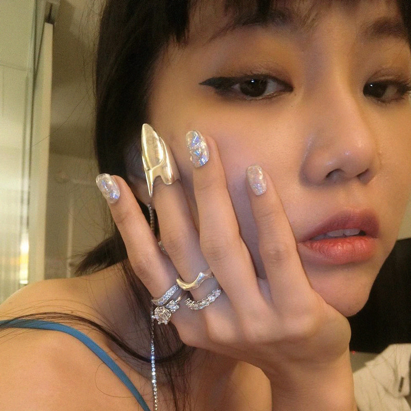 Jennie Armor Ring Female Ins Nail Fingertip Simple Temperament Korean Cool Style Armor Cover