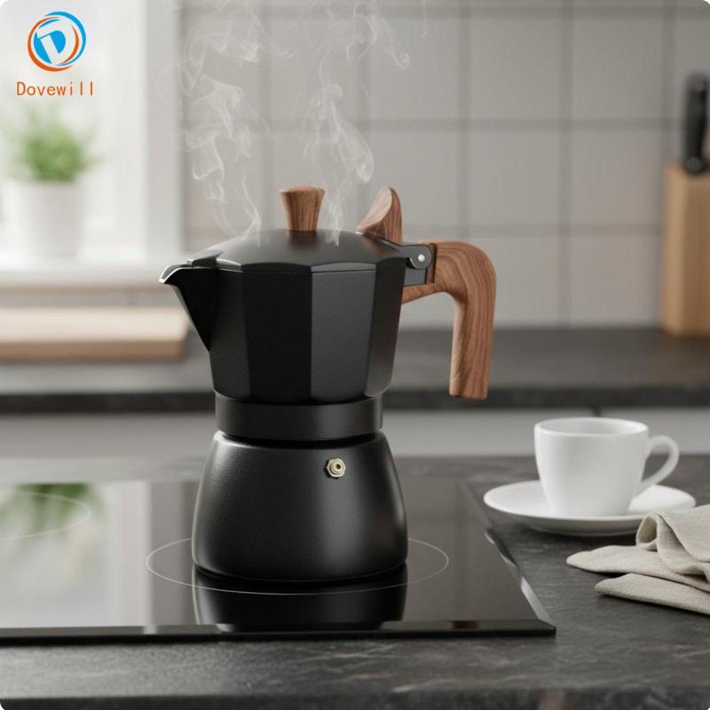 [Jzvphq] เครื่องชงกาแฟแบบเหนี่ยวนําสแตนเลสหม้อเอสเพรสโซ่แรงดันสูงเตาด้านบนแบบพกพาเครื่อง Geyser สําห