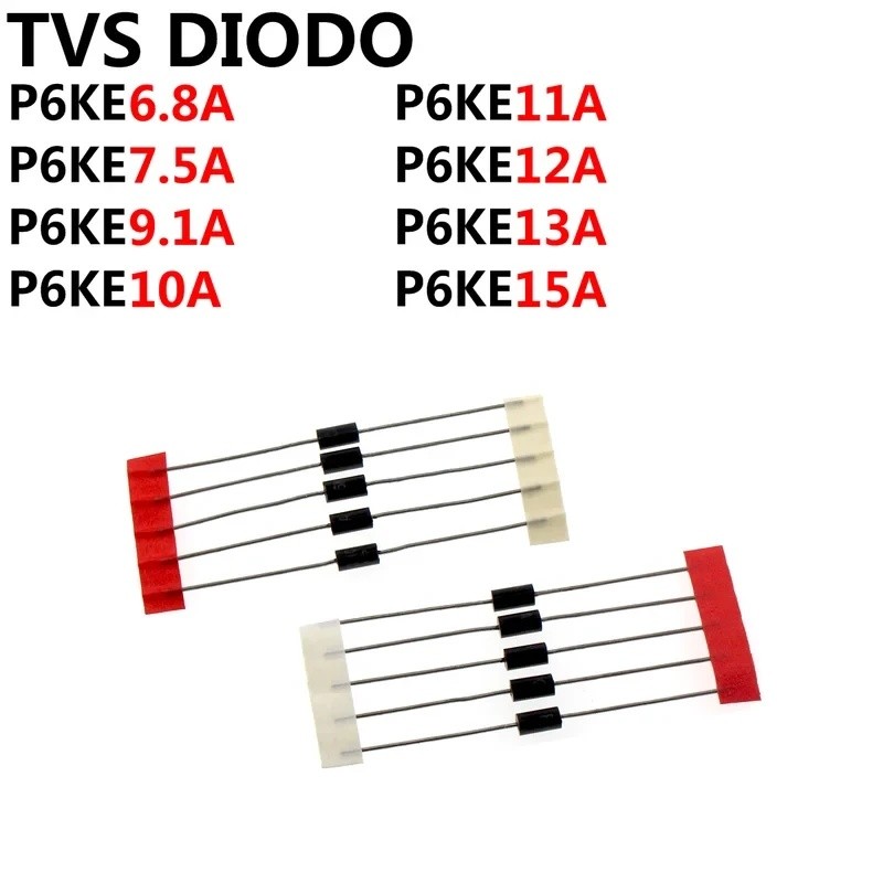 ไดโอดทีวี 50 รายการ P6KE6.8A P6KE7.5A P6KE9.1A P6KE10A P6KE11A P6KE12A P6KE13A P6KE15A