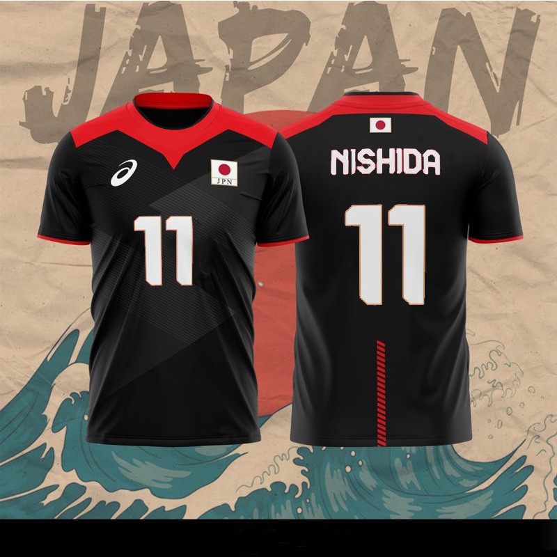 ชุดวอลเลย์บอลโอลิมปิกญี่ปุ่น 2020 ยูจิ นิชิดะ 11/3 สีเสื้อยืดผู้ชายและผู้หญิงแบบสบาย ๆ ในสต็อก พร้อม