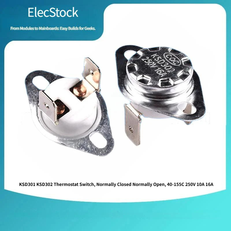 KSD301 KSD302 สวิตช์เทอร์โมสตัท, ปกติปิดเปิดปกติ, 40-155C 250V 10A 16A