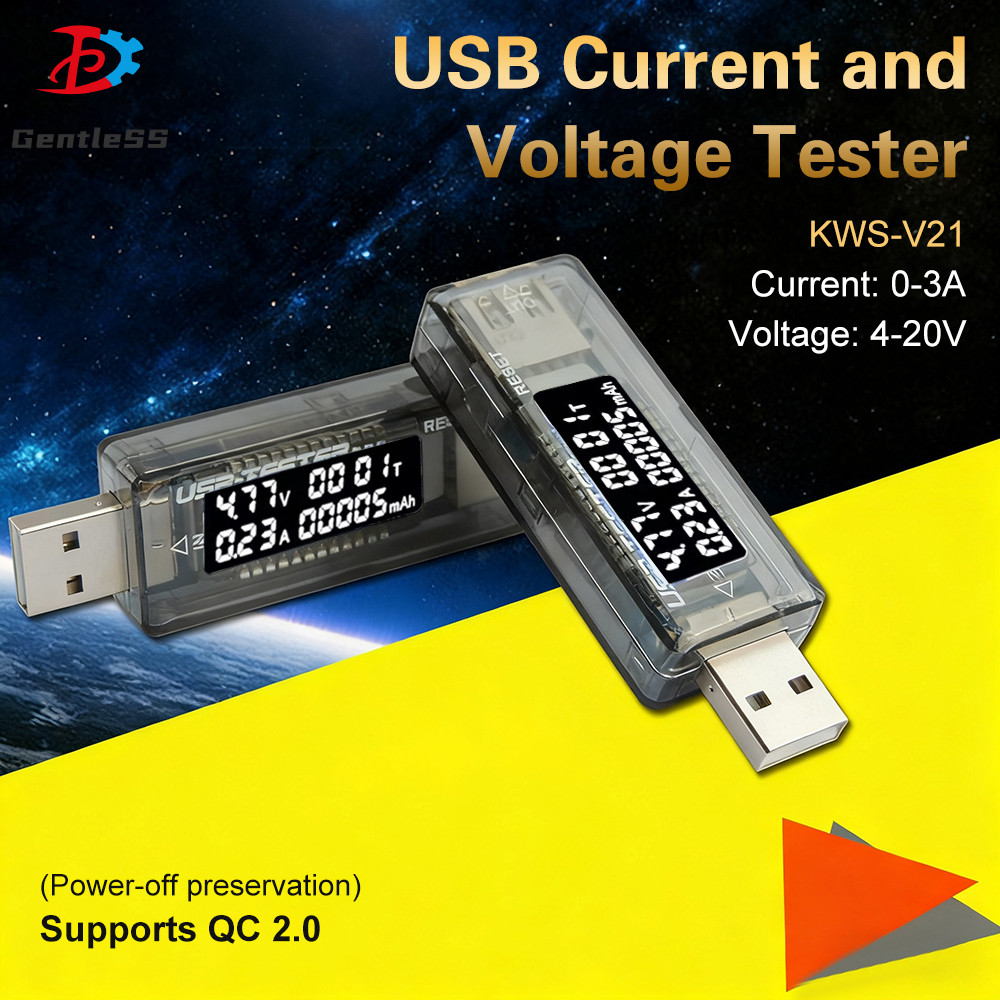 KWS-V20 KWS-V21 เครื่องทดสอบมิเตอร์แรงดันไฟฟ้าและกระแสไฟ USB พร้อมหน้าจอแสดงผล LCD