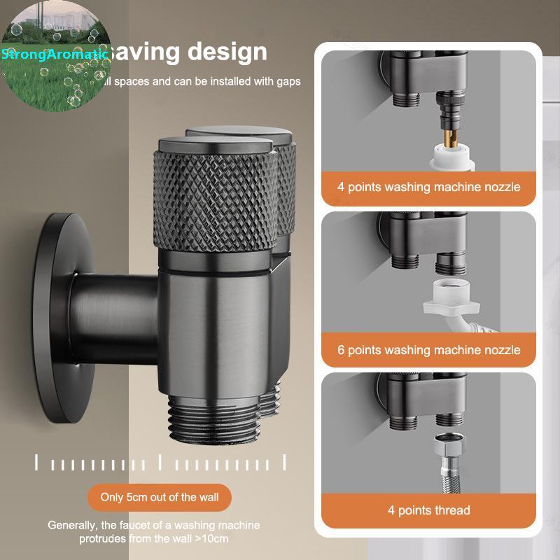 StrongAromatic สแตนเลส One-point Two-water มุมวาล์ว One-inlet Two-outlet Water Divter วาล์วอิสระควบคุมวาล์วมุมสําหรับห้องน้ําอุปกรณ์ห้องน้ํา TH