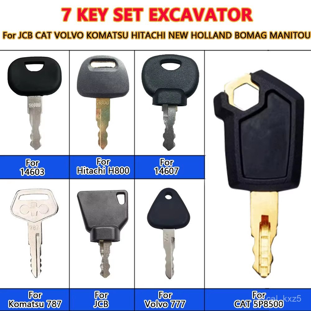 ?ชุดกุญแจรถขุด 7 ชิ้น รองรับ 14603 H800 14607 787 JCB 777 CAT โลหะแข็งแรง ใช้แทนของเดิม✨
