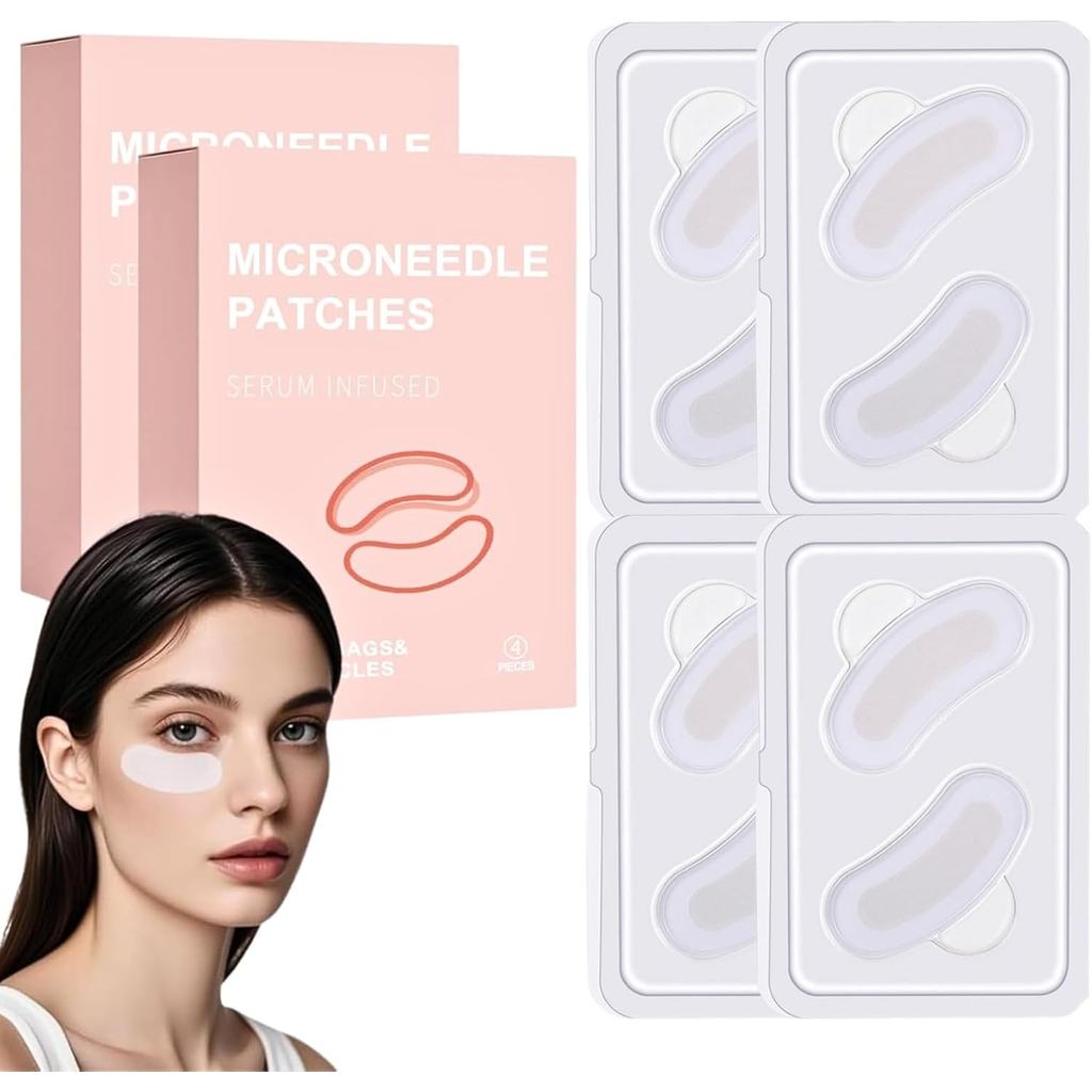 8PCS Melting Microneedle Eye Patch-Anti Wrinkle Patch, Micro Needle Patch พร้อมกรดไฮยาลูโรนิก, Micro