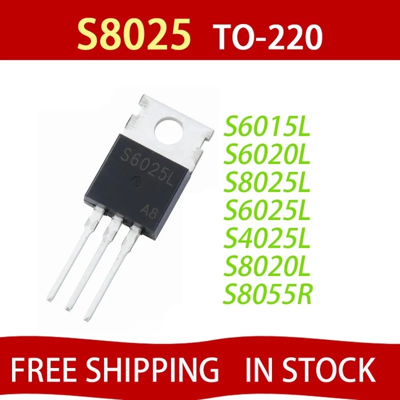 10PCS S8025L TO220-3Pins S8025 TO-220 25A 600V SCR S8020L S8020 S8055R S8055 S6015L S6015 S6020L S60