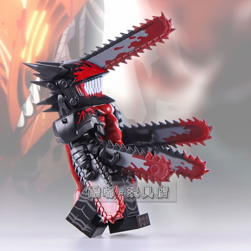 ใช้งานร่วมกับ Lego Minifigure Chainsaw Man Dark Chainsaw Devil Electric Times 2 Building Blocks ประก