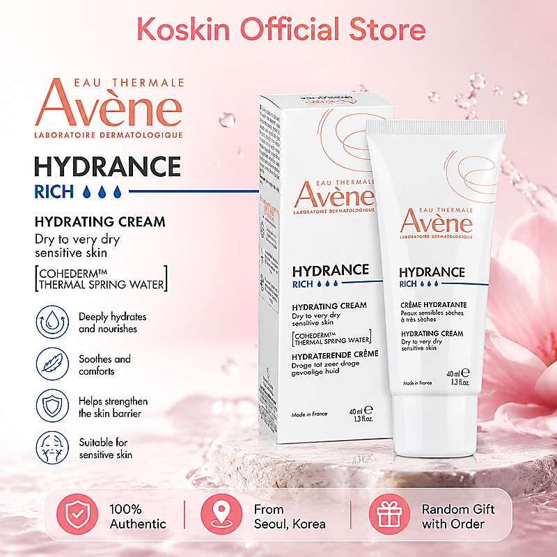 Avene Hydrance Rich Moisturizing Cream 40ml Daily Face Moisturizer สําหรับผิวแห้ง Beauty Care Essent