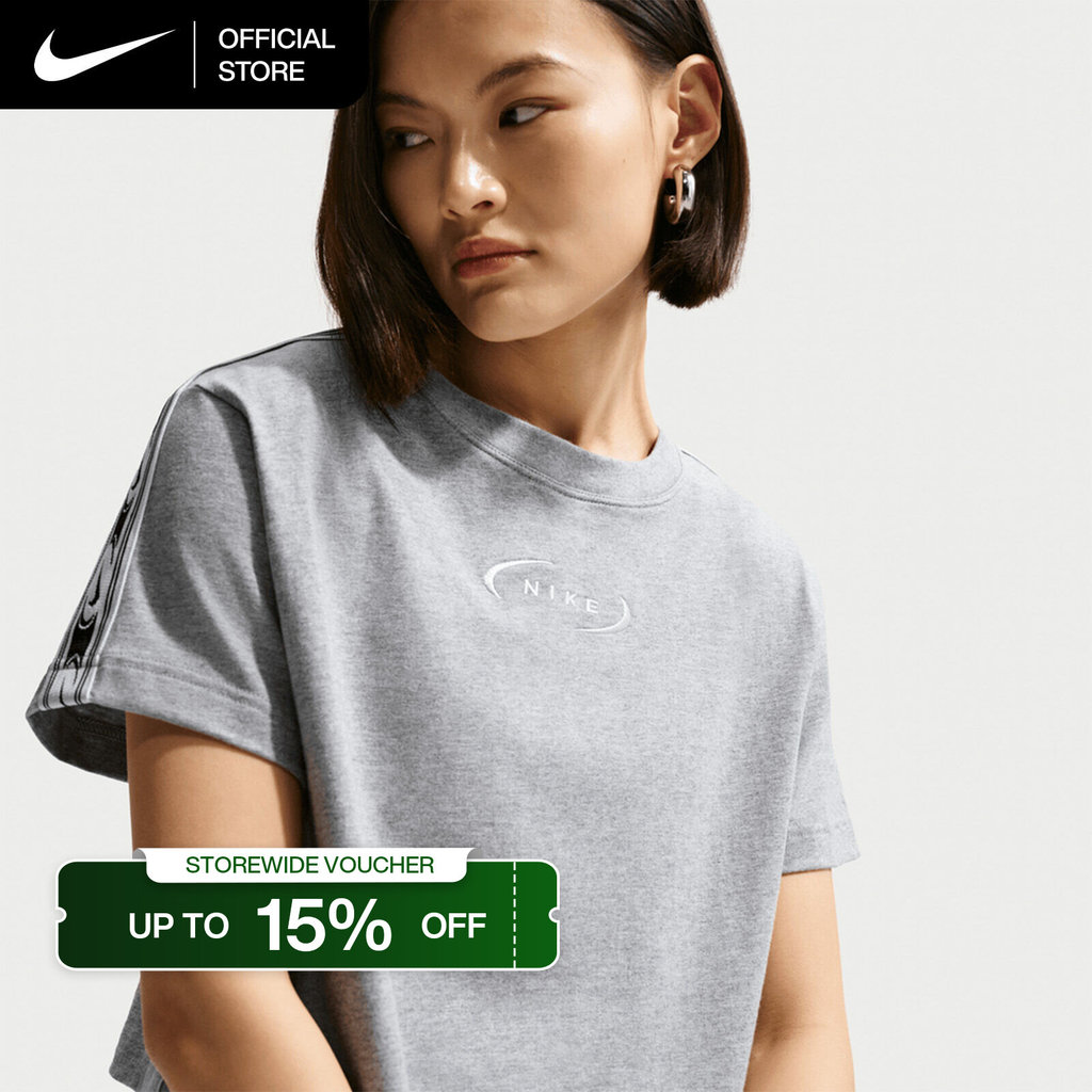Nike Women's Sportswear Classic Loose Cropped T-Shirt - Dk Grey Heather [IR7870-063]