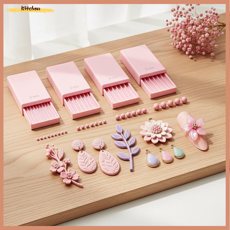 XDT ชุดลูกกลิ้งลูกปัดเล็บ (4 ชิ้น, 2-5 มม.) สําหรับ 3D เจลและดอกไม้ดิน KCP