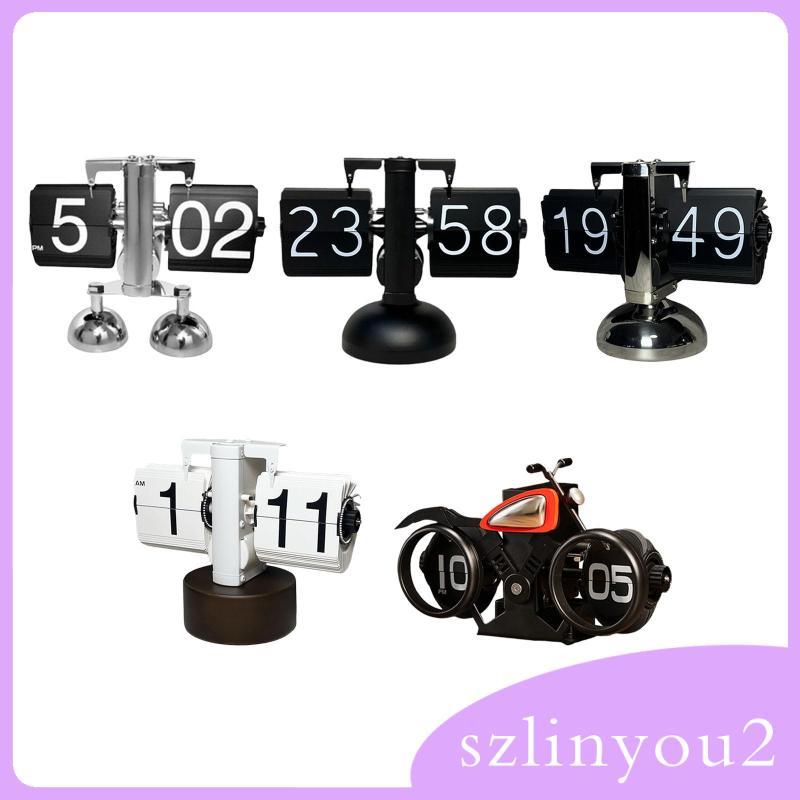 [szlinyou2] Vintage Auto Flip Clock Retro Digital Flip Desk Clock for Desk Office Cafe