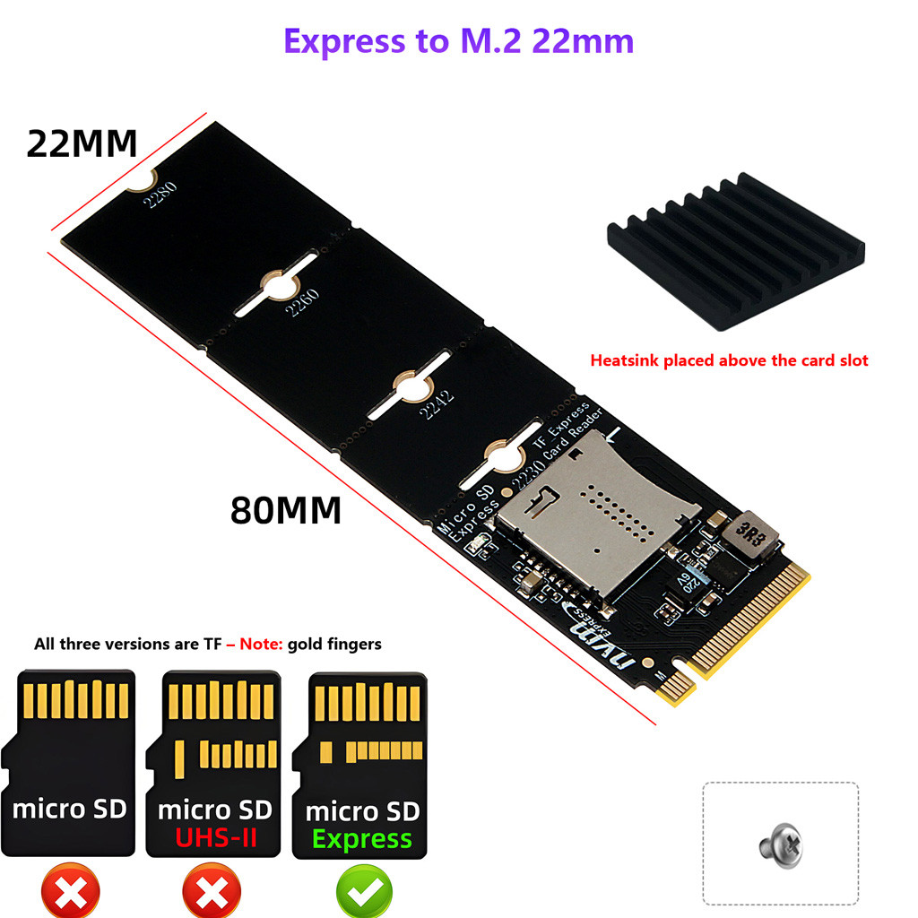 XT-XINTE Micro SD Express (PCle 3.1 X1 NVMe) Micro SD Express ถึง M.2 NVME อะแดปเตอร์การ์ด SDE7.2 ฮา