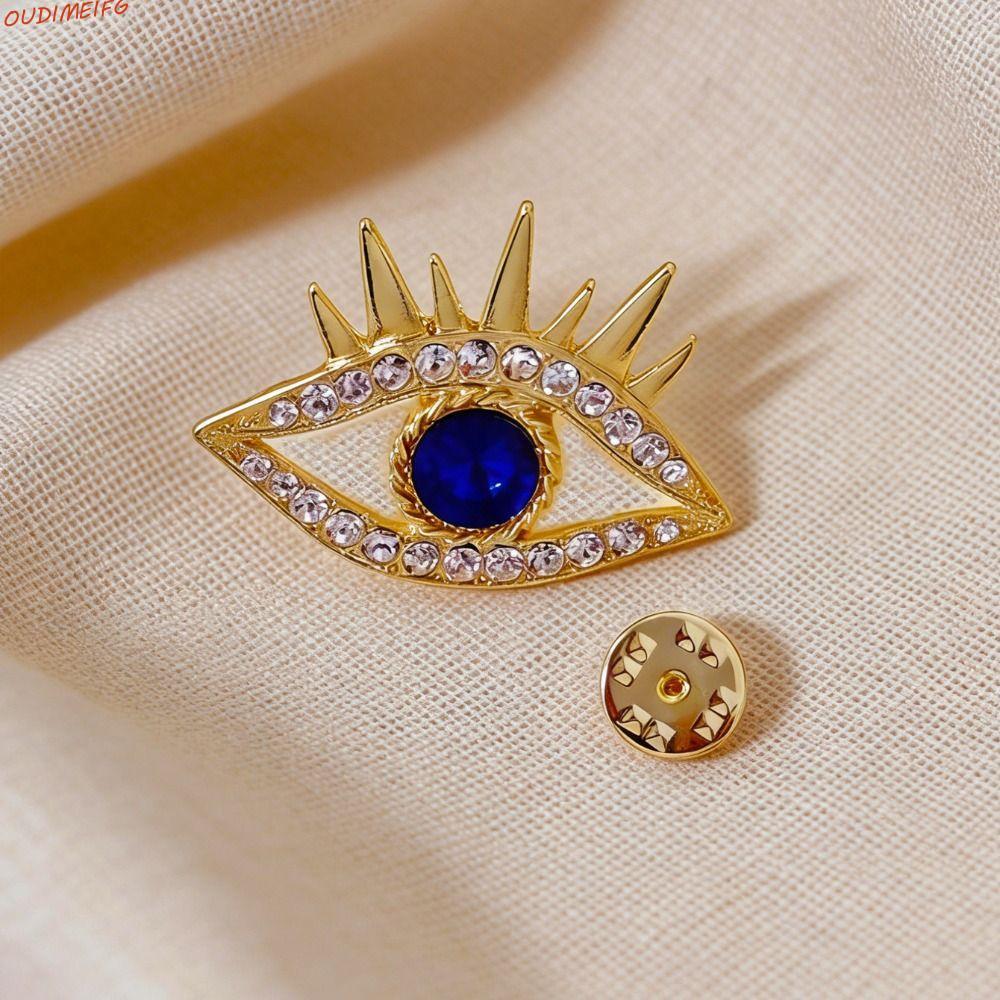 UDIMEIFG Devil Eye เข็มกลัด Pin, จี้คริสตัลตกแต่ง Luxury Badge Pin, แฟชั่น Vintage Hollow Out Rhines