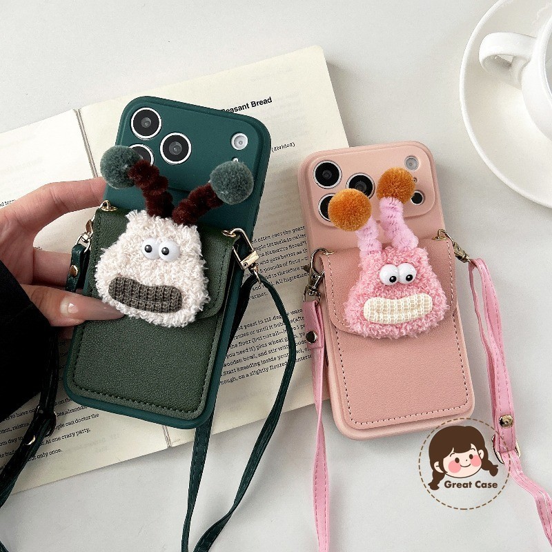 น่ารัก 3D Fluffy Monster กระเป๋าสตางค์เคสโทรศัพท์สําหรับ OPPO A53 A9 A5 A31 2020 A53S A3S A12E A83 A