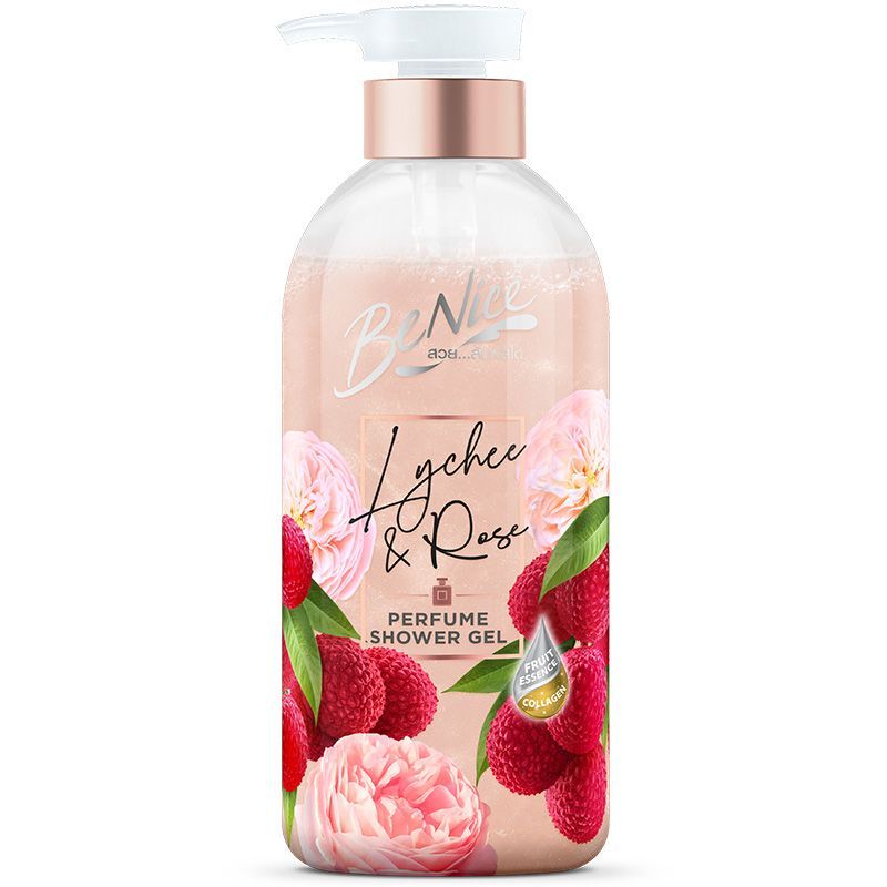 บีไนซ์เพอร์ฟูมชาวเวอร์เจลไลชี่แอนด์โรส 450มล. Benice Perfume Shower Gel Lychee and Rose 450ml.