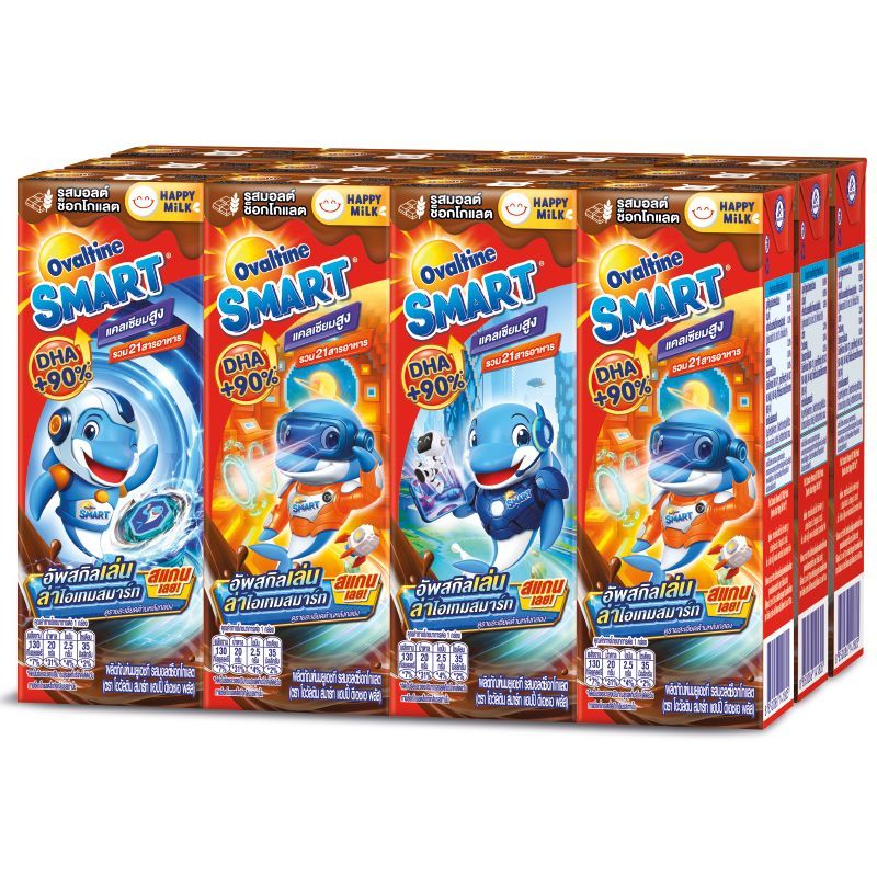 โอวัลตินสมาร์ทยูเอชทีรสมอลต์ช็อกโกแลต 170มล. แพค 12 Ovaltine Smart UHT Malt Chocolate Flavoured 170ml. Pack 12