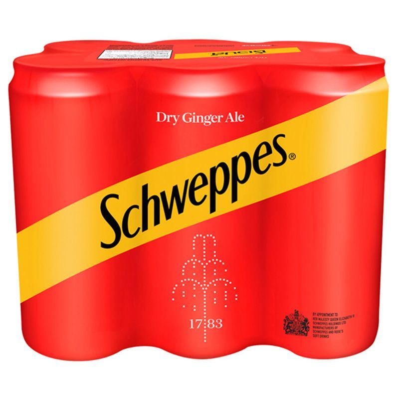 ชเวปส์ดรายจิงเจอร์เอล 330ซีซี แพค 6 Schweppes Sparkling Dry Ginger Ale 330cc Pack 6