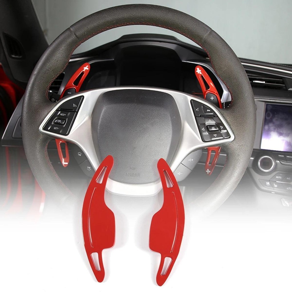 สําหรับ Chevrolet Corvette C7 Z06 ZR1 2014-2019 อลูมิเนียมพวงมาลัยรถ Paddle Shifter trim สติกเกอร์รถ