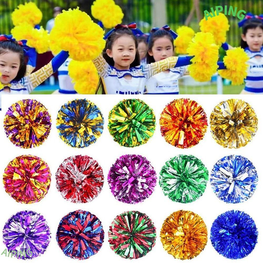 NG1ZX เด็กเกม Pom Poms, มาบน Props 25 ซม. เชียร์ลีดเดอร์ที่ใช้งานได้จริง, คุณภาพสูงหลากสี PET Cheing