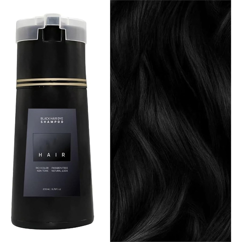 Hair Dye Shampoo, Safe Hair Color Solution with Gray Coverage-Ammonia-Free, Plant herbs Instant Dye 
