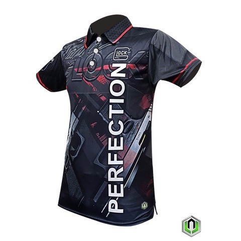 เสื้อโปโลทีม Glock Perfection สีแดง พิมพ์ลายแบบ Full Sublimation